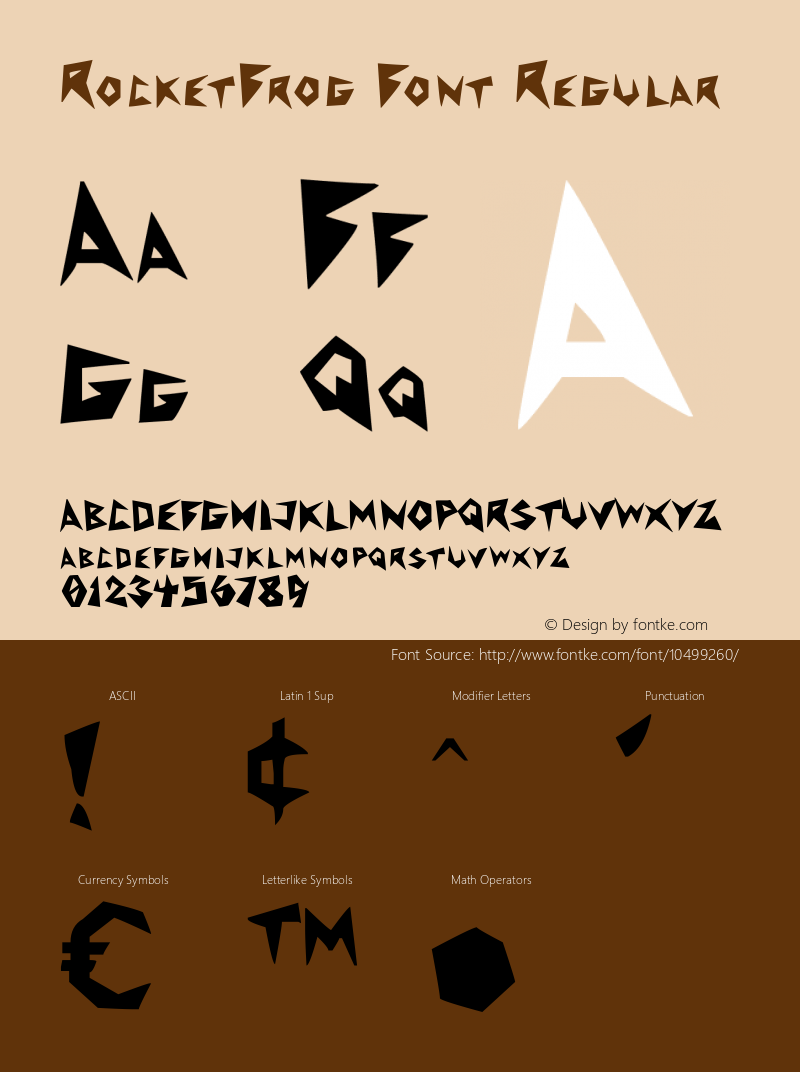 RocketFrog Font Regular Version 1.00 July 30, 2012, initial release Font Sample