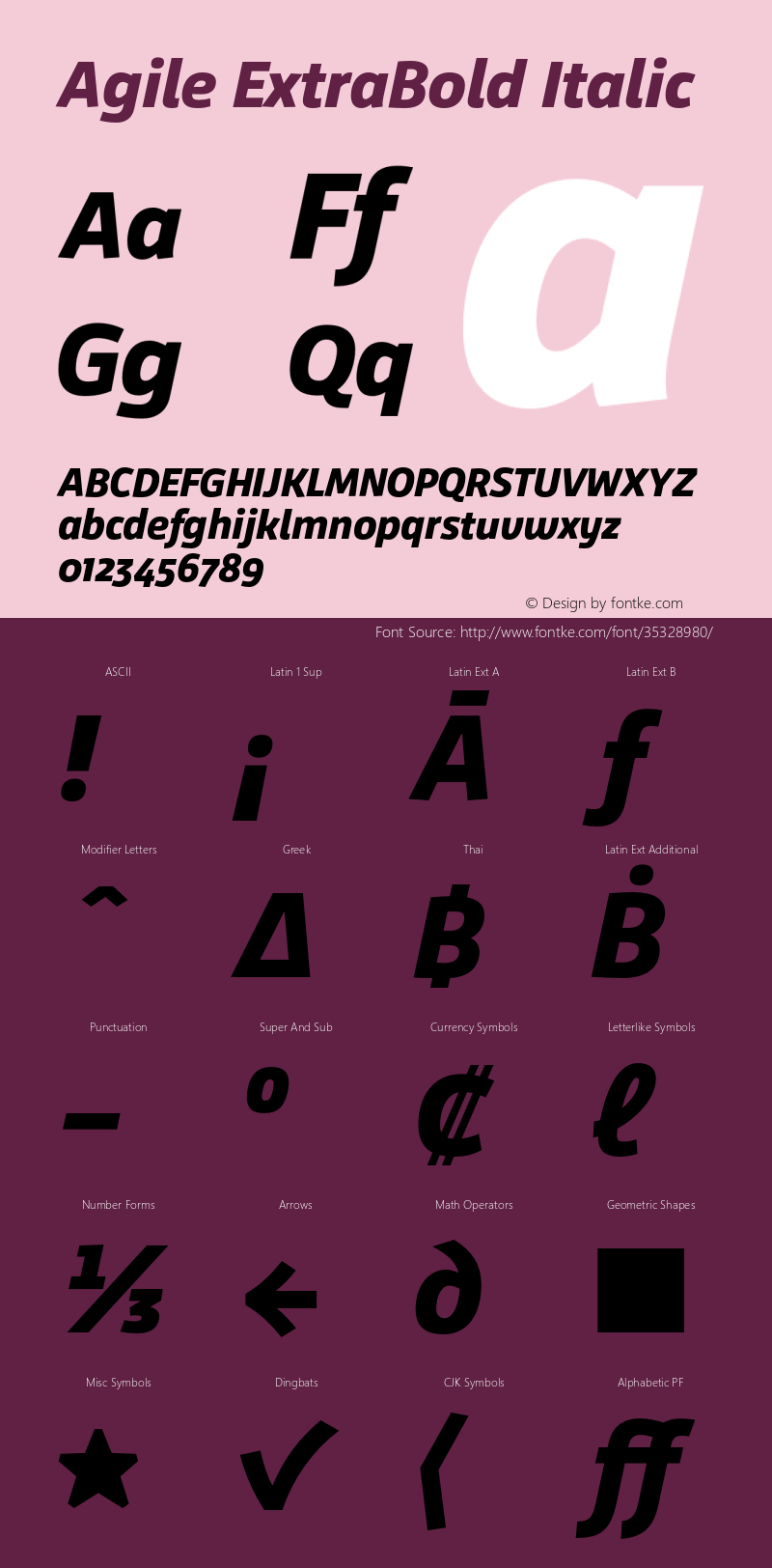 Agile-ExtraBoldItalic 1.000 Font Sample