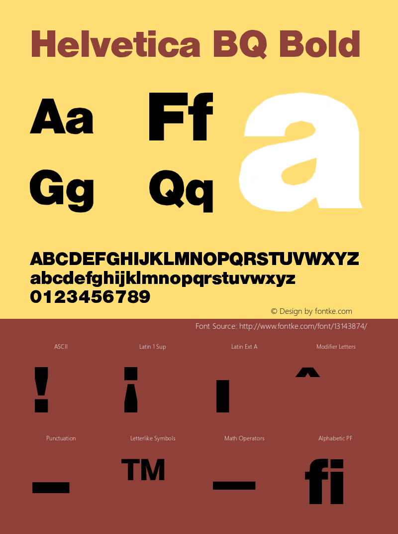 Helvetica BQ Bold Version 001.000 Font Sample