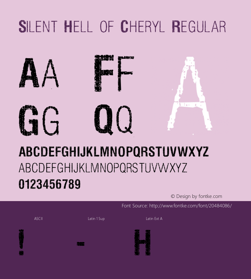 Silent Hell of Cheryl Version 1.00 Font Sample