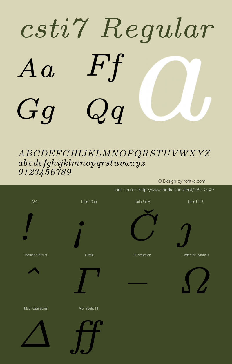 csti7 Regular Version 1.1/12-Nov-94 Font Sample