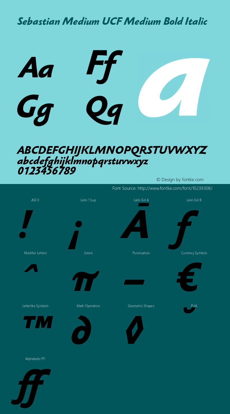 Sebastian Medium UCF Medium Bold Italic 001.000 Font Sample
