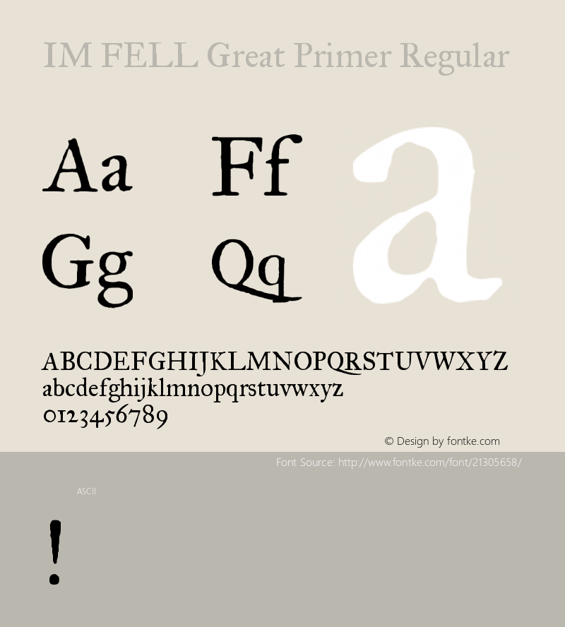 IM FELL Great Primer Regular  Font Sample