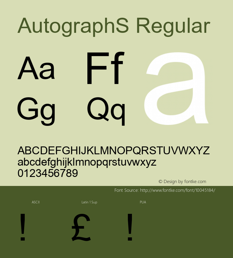 AutographS Regular Wed Feb 23 10:06:39 2000; 1.20 Font Sample