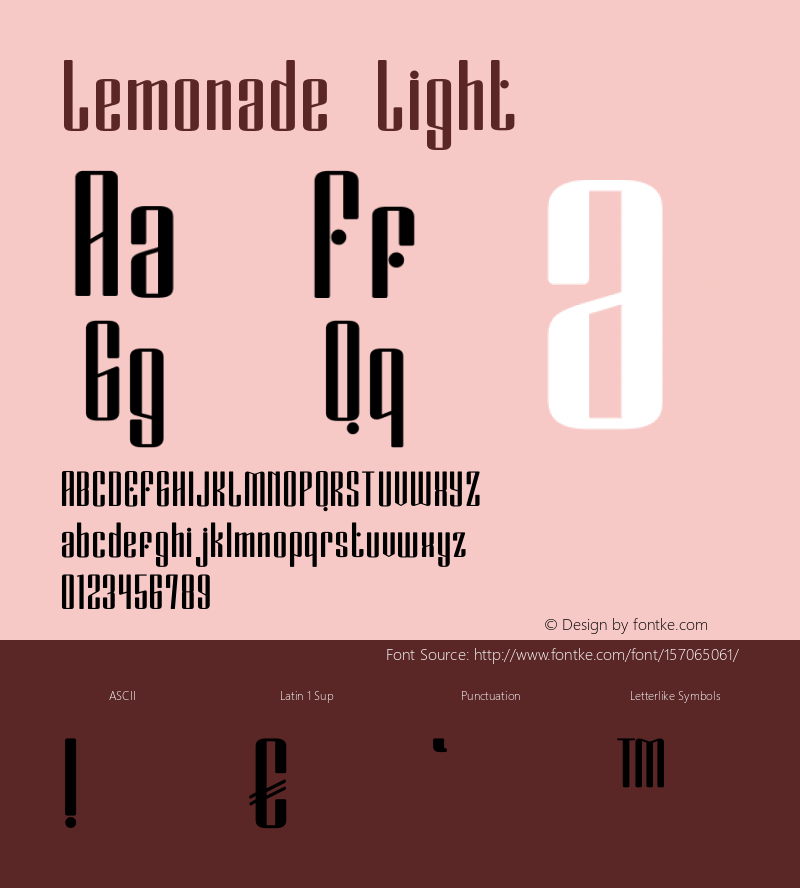 Lemonade Light Version 1.000 Font Sample