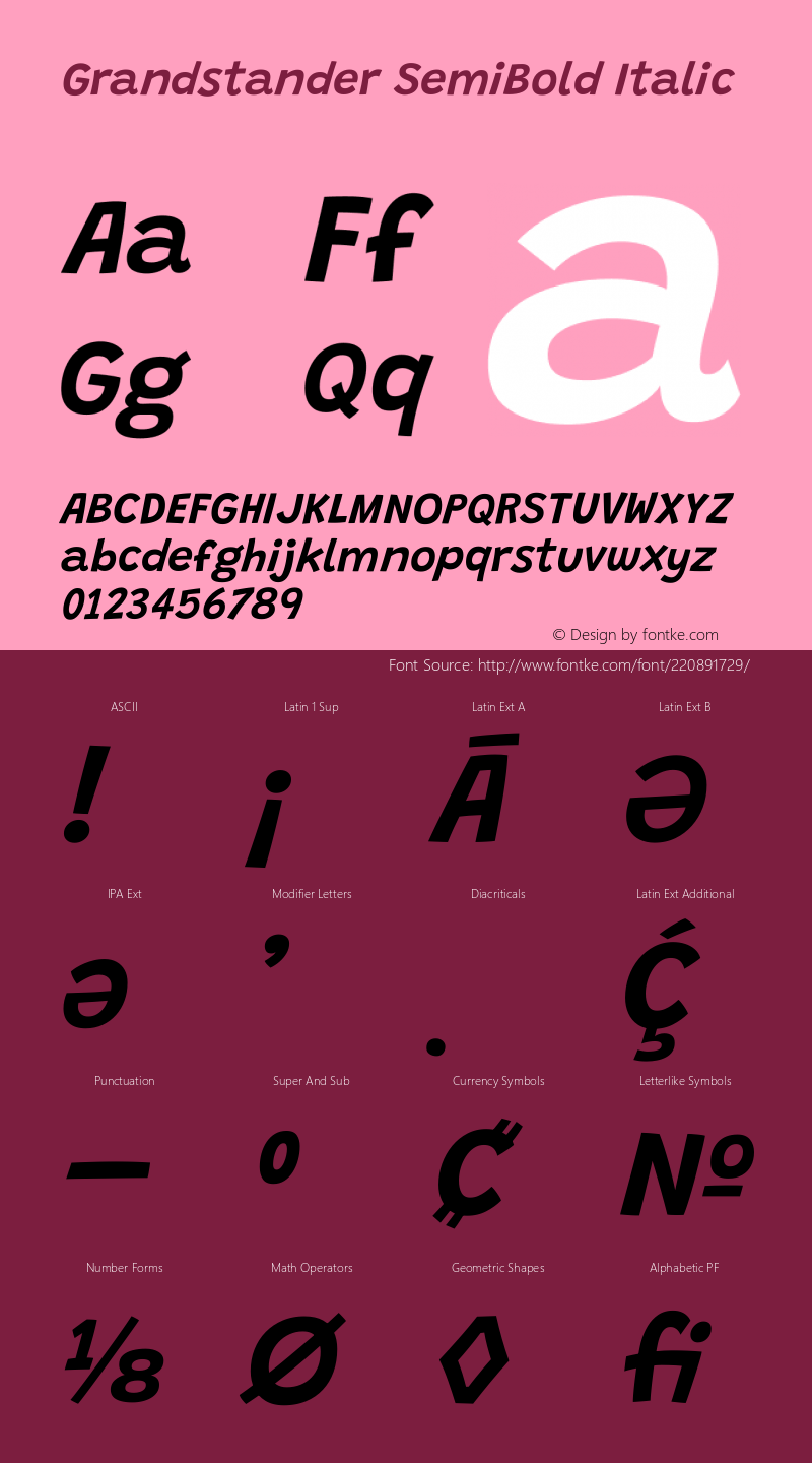 Grandstander SemiBold Italic Version 1.200图片样张