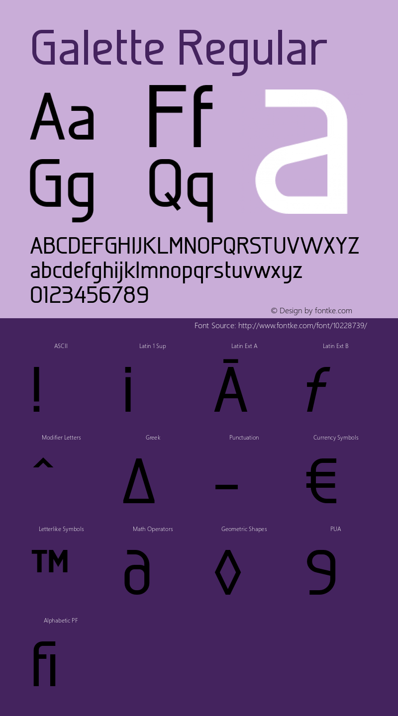 Galette Regular Version 1.001 Font Sample