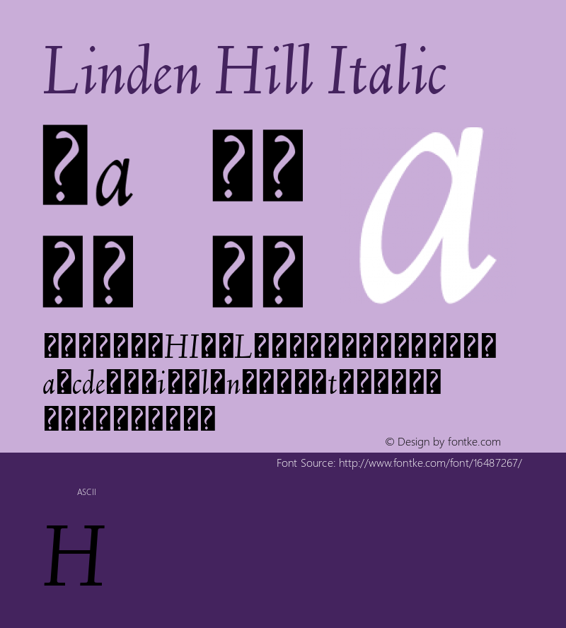 Linden Hill Italic Version 1.201 Font Sample