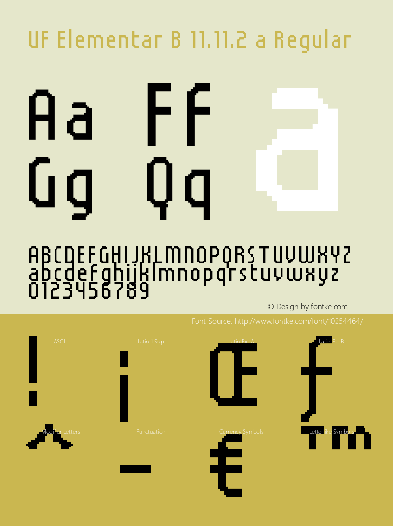 UF Elementar B 11.11.2 a Regular Version 1.01 Font Sample