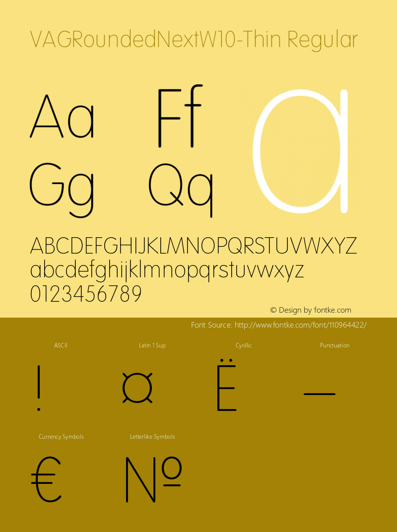 VAG Rounded Next W10 Thin Version 1.00 Font Sample