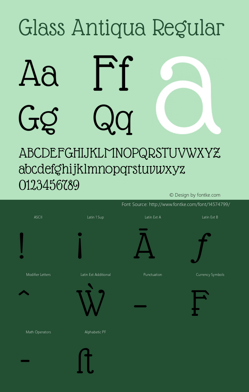 Glass Antiqua Regular 1.001 Font Sample