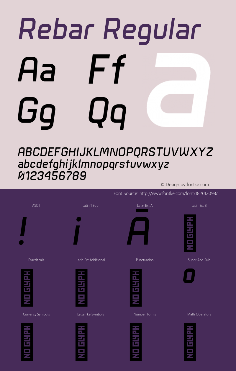 Rebar Medium Italic Version 2.00图片样张