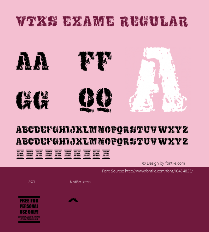 VTKS EXAME Regular Version 1.00 November 5, 2012, initial release Font Sample