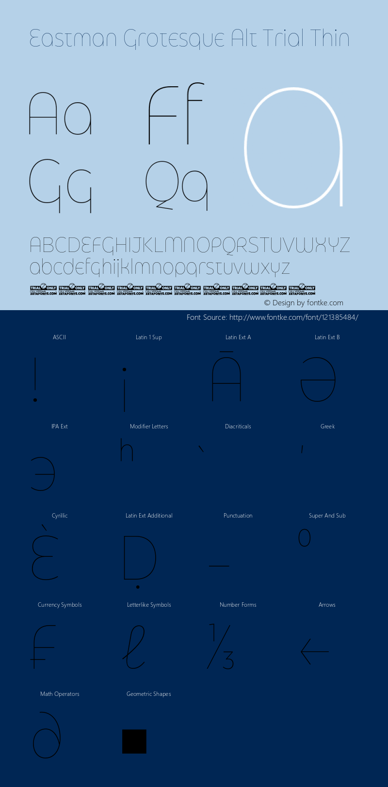 Eastman Grt Alt Trial Thin Version 1.001;hotconv 1.0.109;makeotfexe 2.5.65596 Font Sample