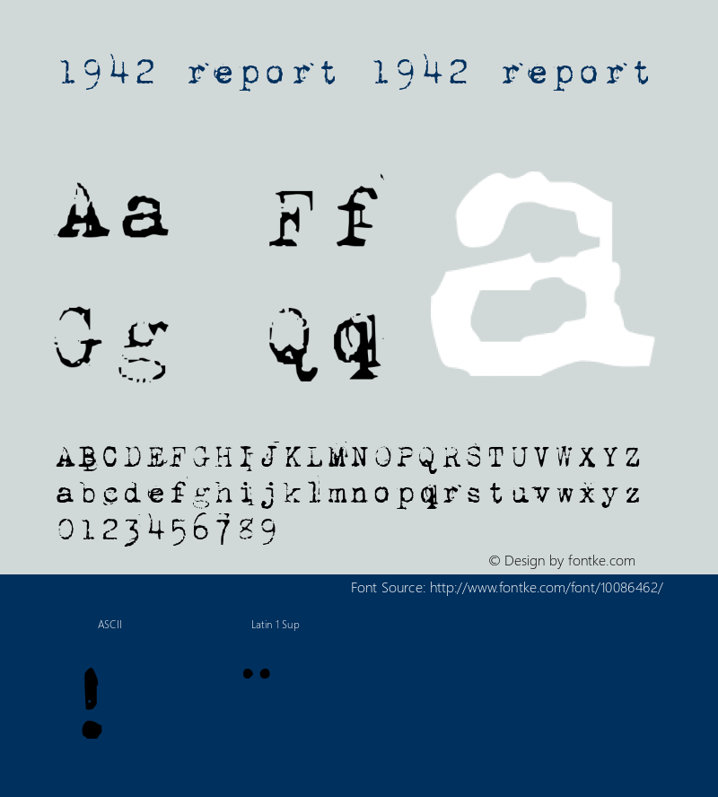 1942 report 1942 report 2001 Freeware Font Sample