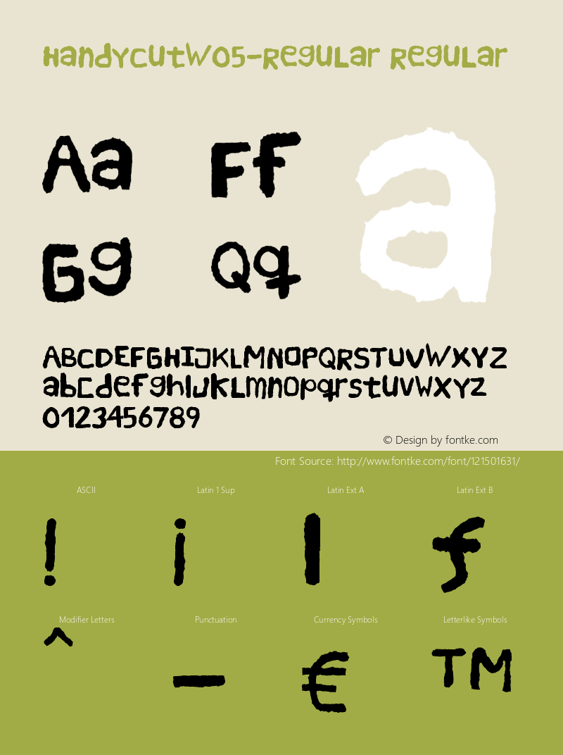 HandyCut W05 Regular Version 1.00 Font Sample