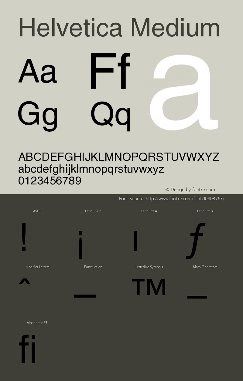 Helvetica Medium Version 002.000 Font Sample