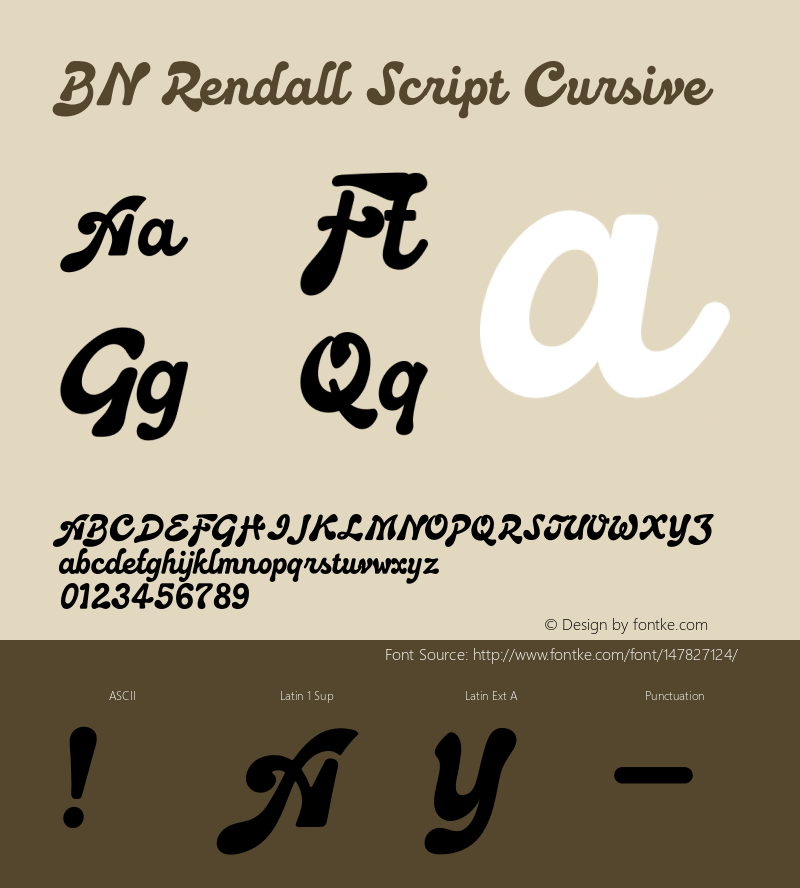 BN Rendall Script Cursive Version 1.016;Fontself Maker 3.5.1 Font Sample