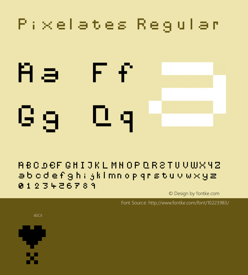Pixelates Regular 1.0 Font Sample