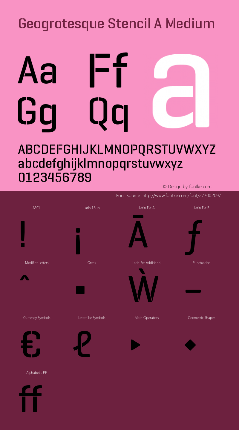 GeogrotesqueStencilA-Md Version 1.000 Font Sample