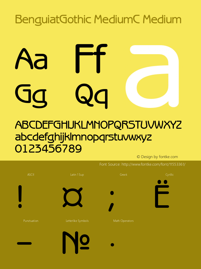 BenguiatGothic MediumC Medium Version 001.000 Font Sample