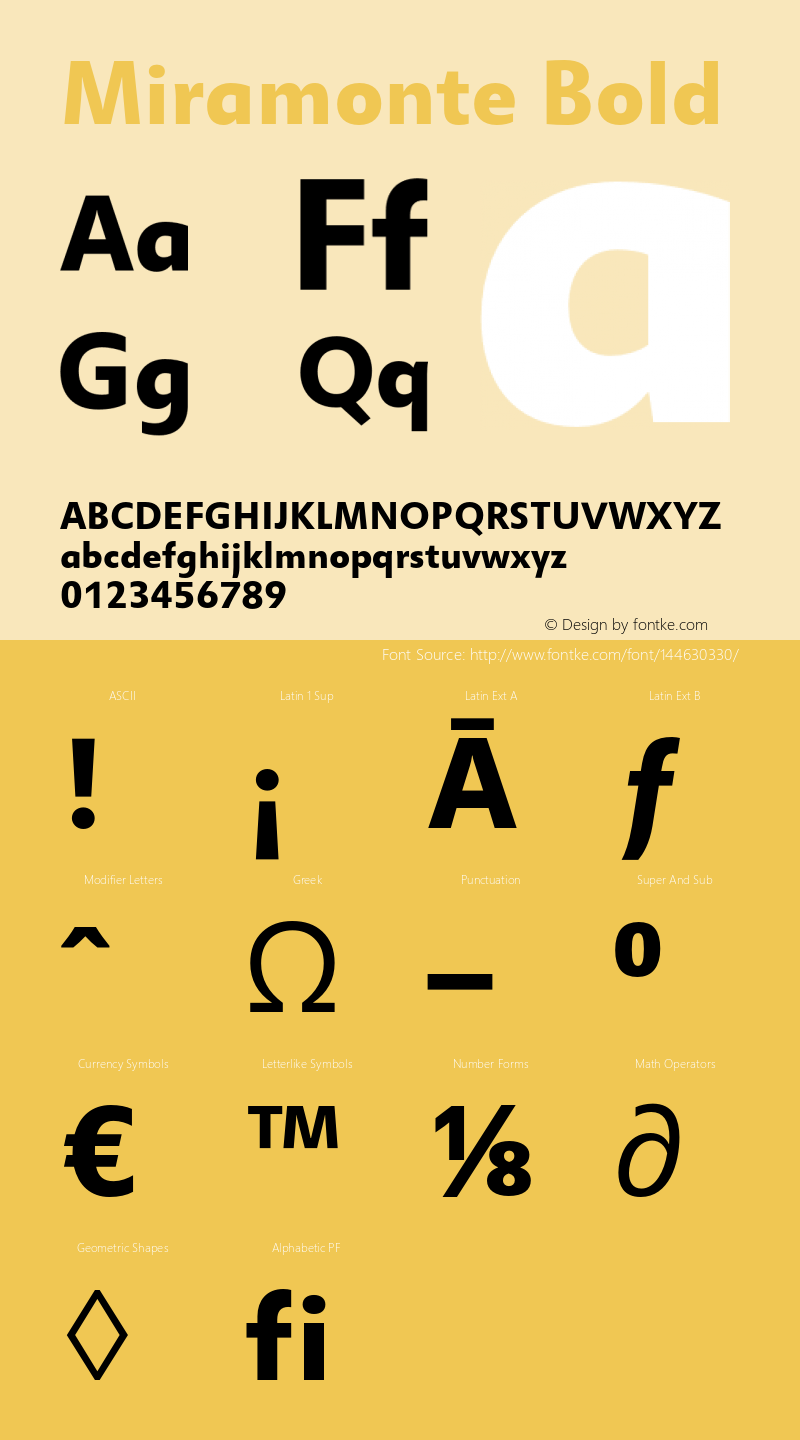 Miramonte-Bold Version 1.20 Font Sample