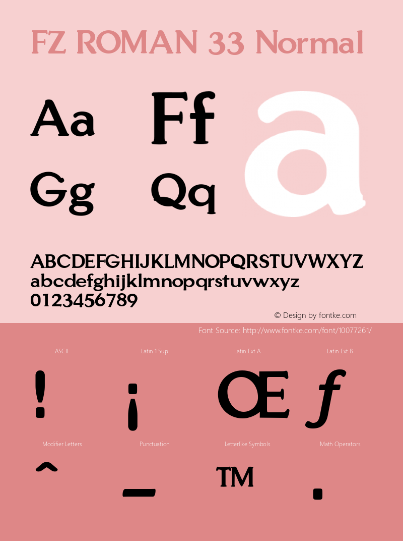 FZ ROMAN 33 Normal 1.000 Font Sample