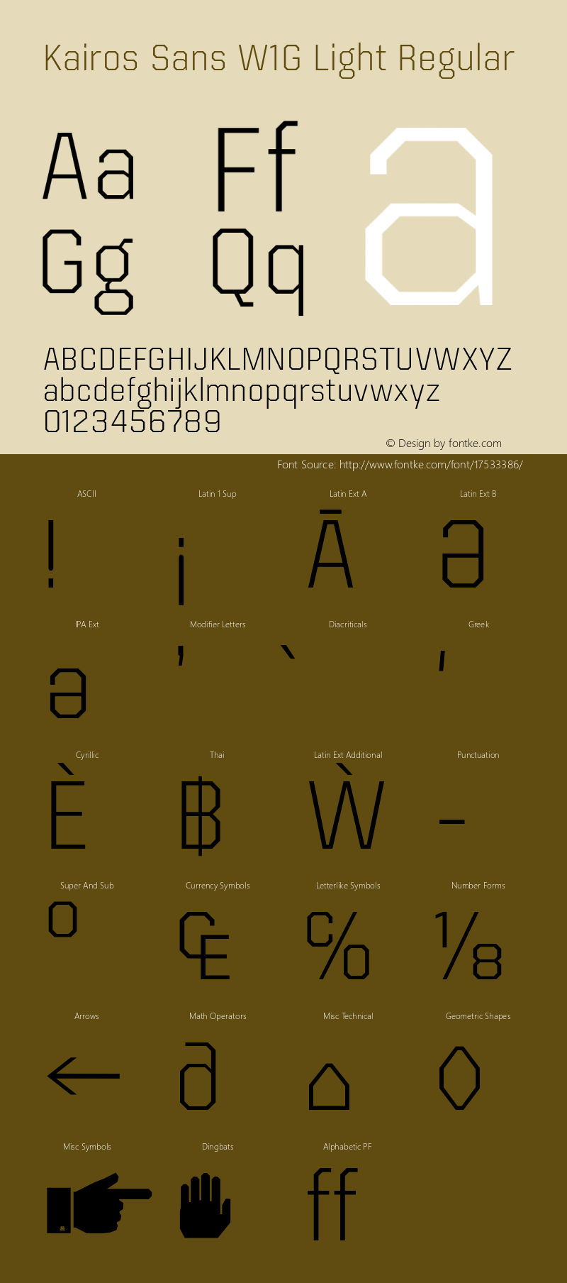 Kairos Sans W1G Light Regular Version 1.00 Font Sample