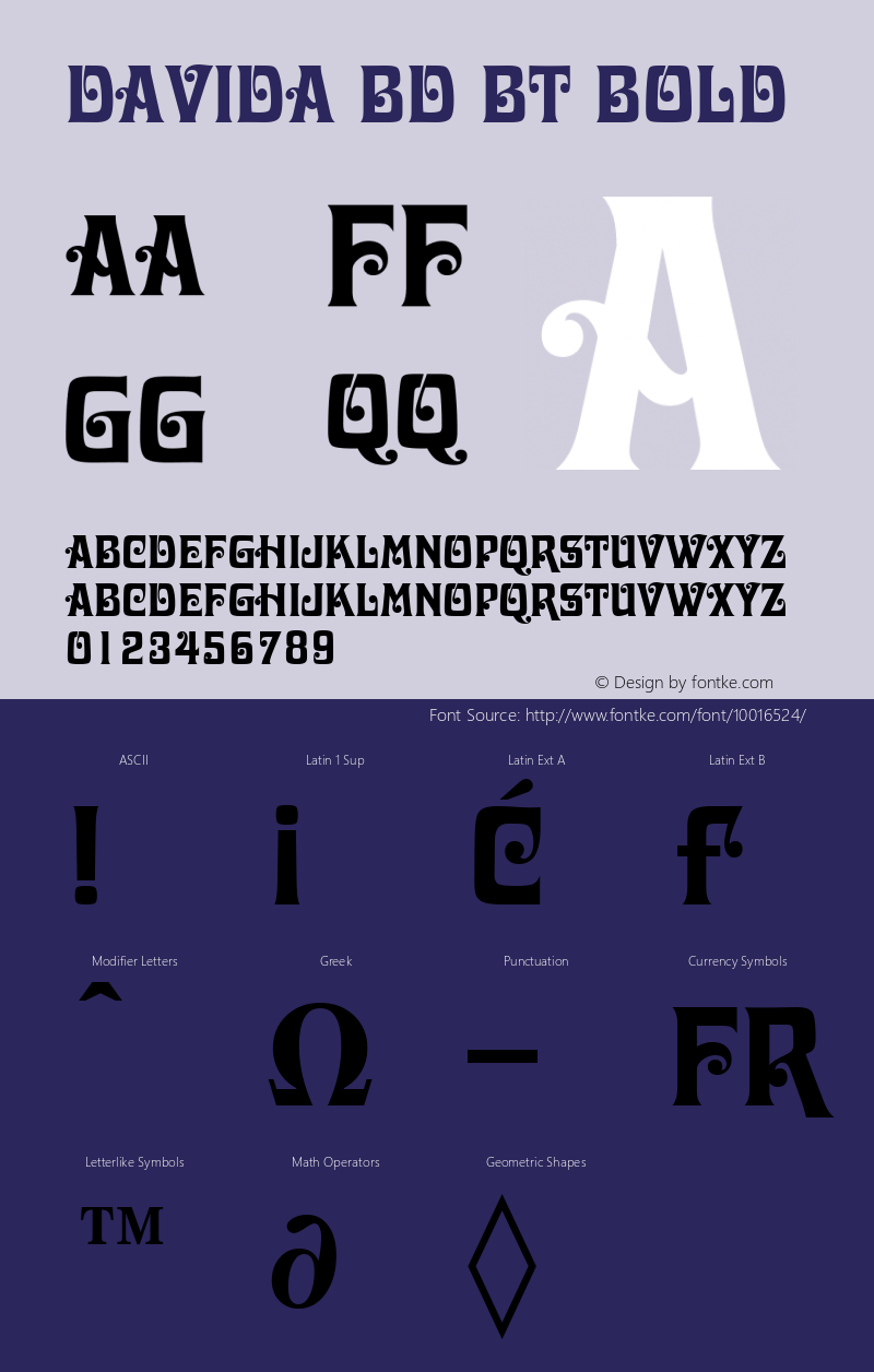 Davida Bd BT Bold mfgpctt-v4.4 Dec 23 1998 Font Sample