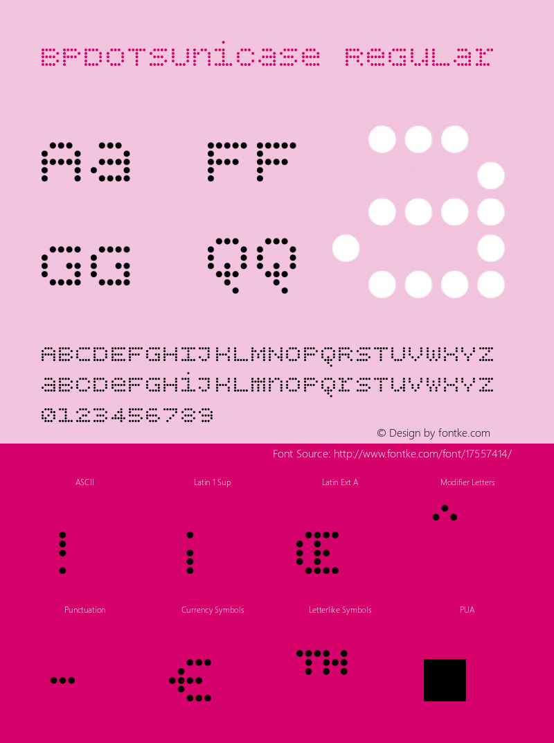 BPdotsUnicase Regular Version 1.000 Font Sample