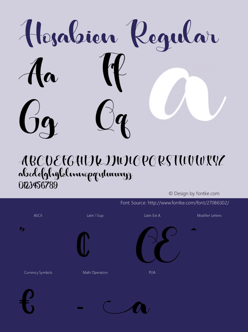 Hosabien Version 1.000 Font Sample