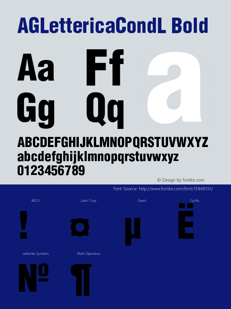 AGLettericaCondL Bold Version 001.000 Font Sample