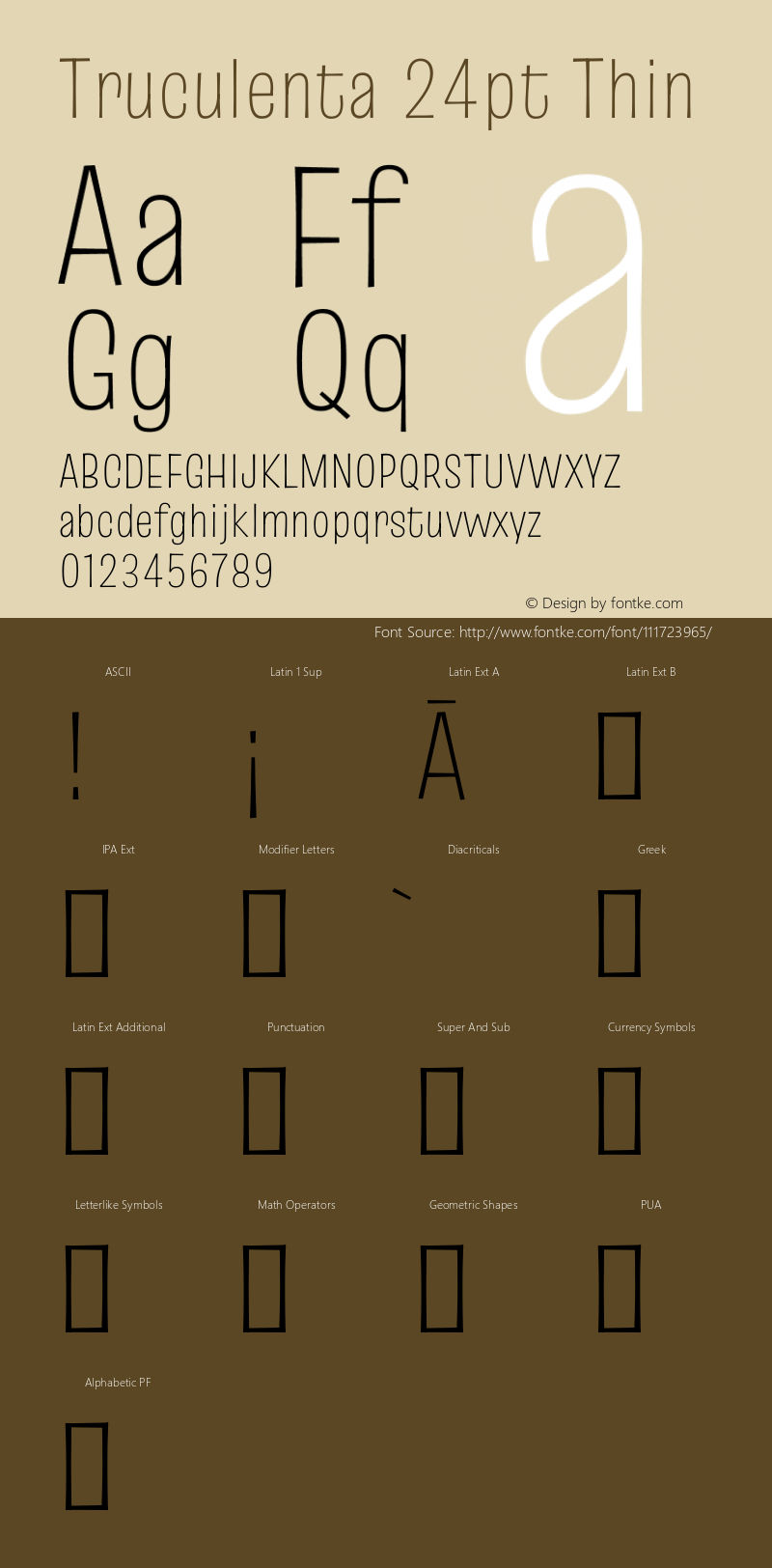 Truculenta 24pt Thin Version 1.002 Font Sample