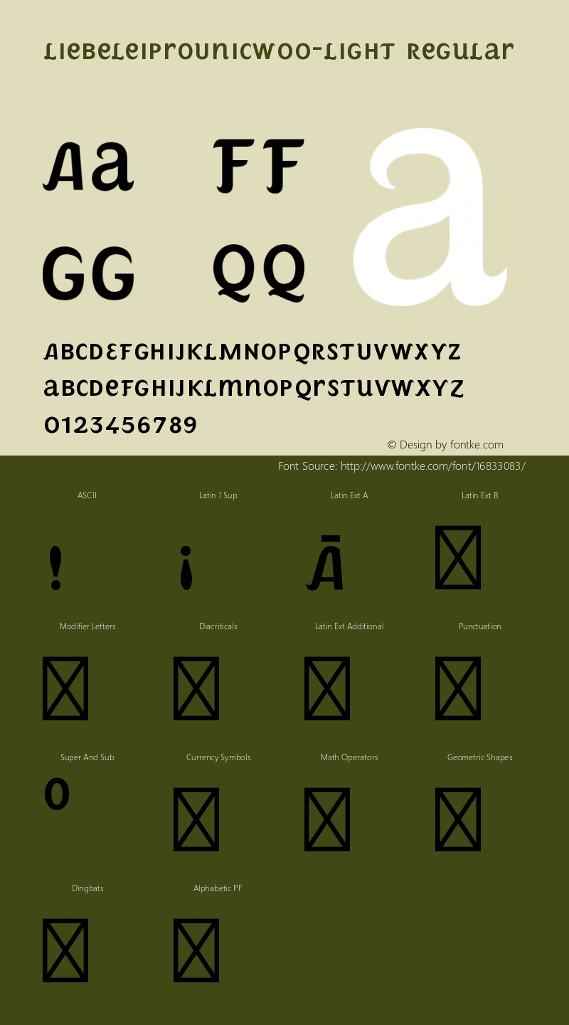 LiebeleiProUnicW00-Light Regular Version 1.00 Font Sample