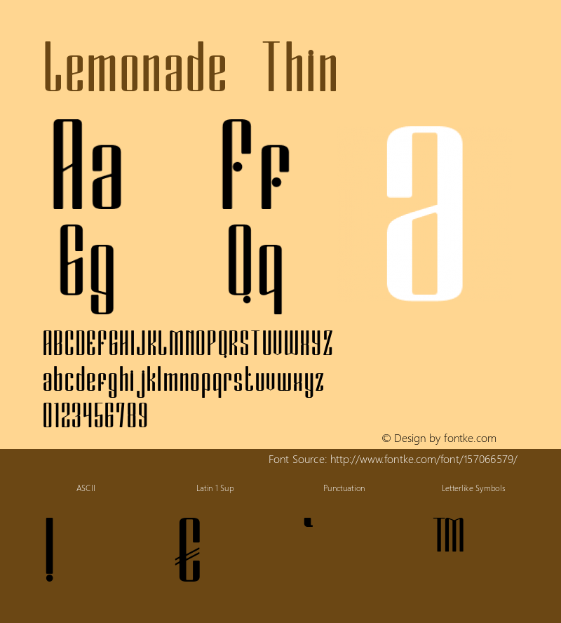 Lemonade Thin Version 1.000 Font Sample