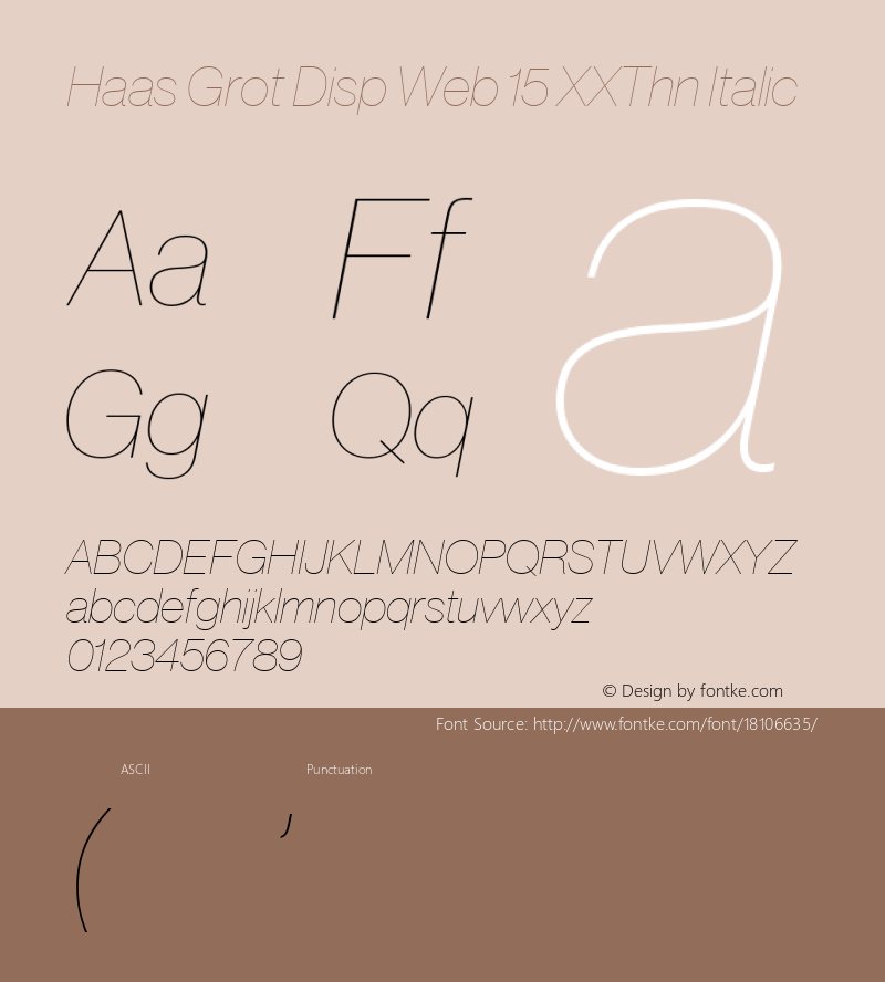 Haas Grot Disp Web 15 XXThn Italic Version 001.000 2011 Font Sample