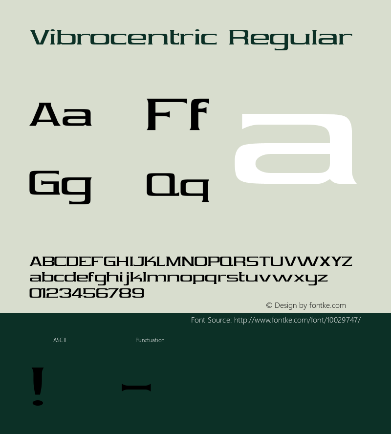 Vibrocentric Regular Version 1.10 Font Sample