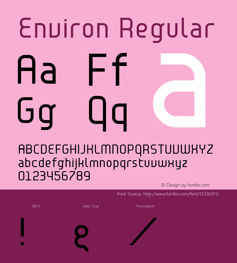 Environ Regular Macromedia Fontographer 4.1 1/23/2004 Font Sample