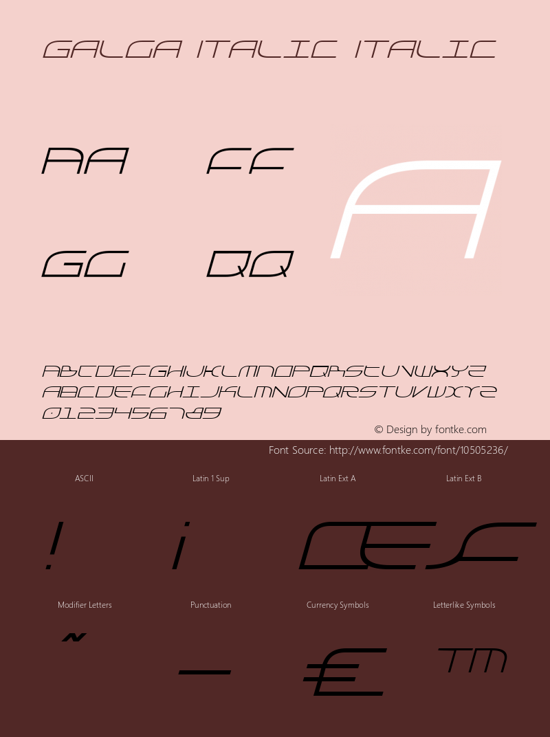 Galga Italic Italic 001.000 Font Sample