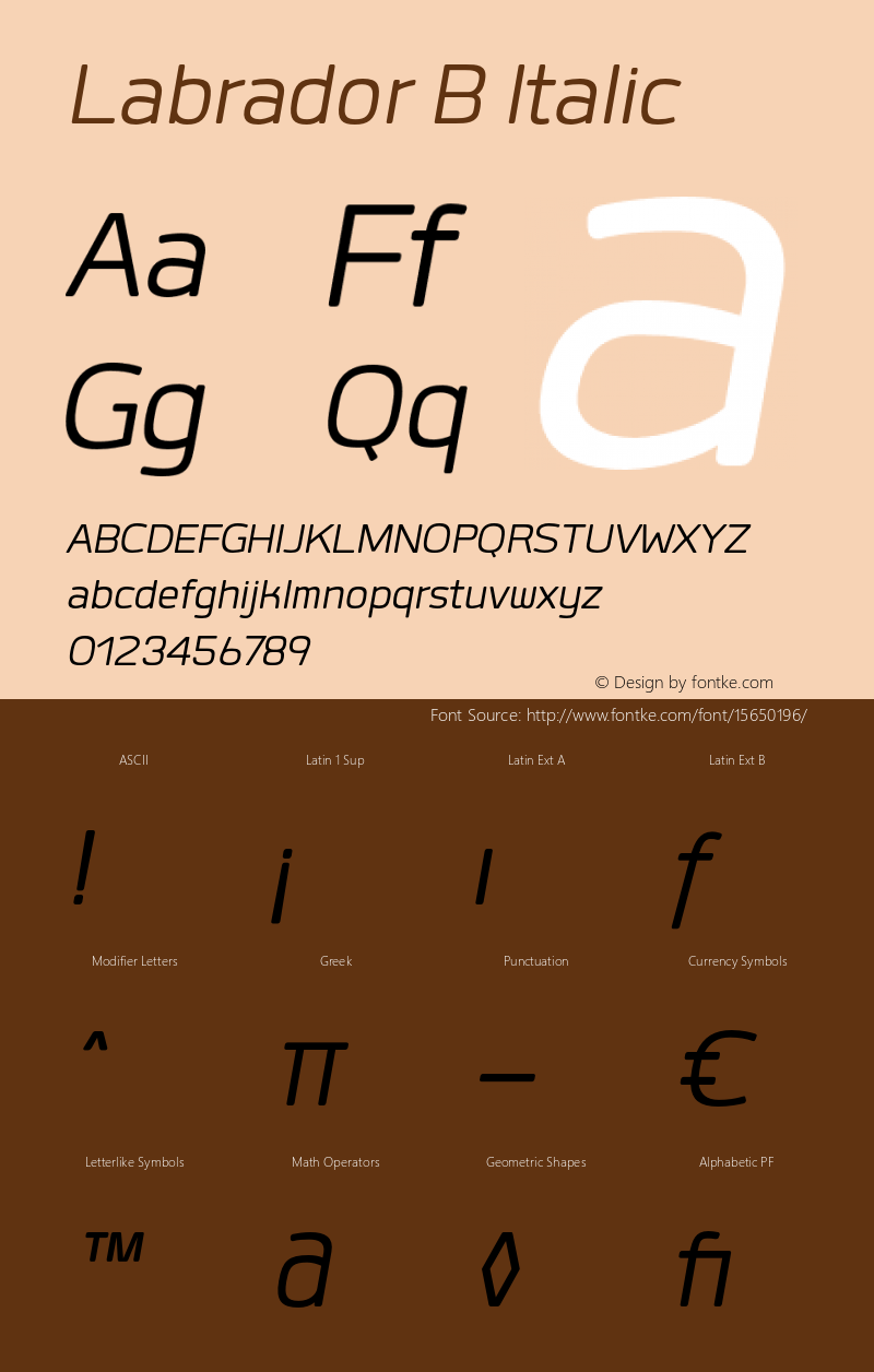 Labrador B Italic Version 1.000 Font Sample