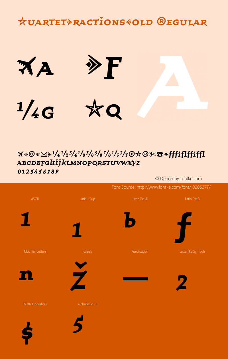 QuartetFractionsBold Regular 001.000 Font Sample