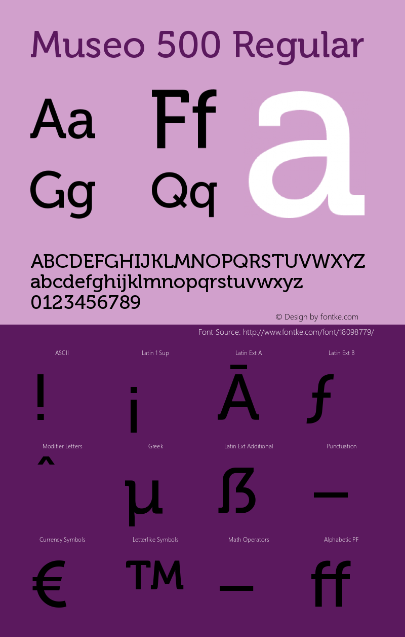 Museo 500 Regular 1.071 Font Sample