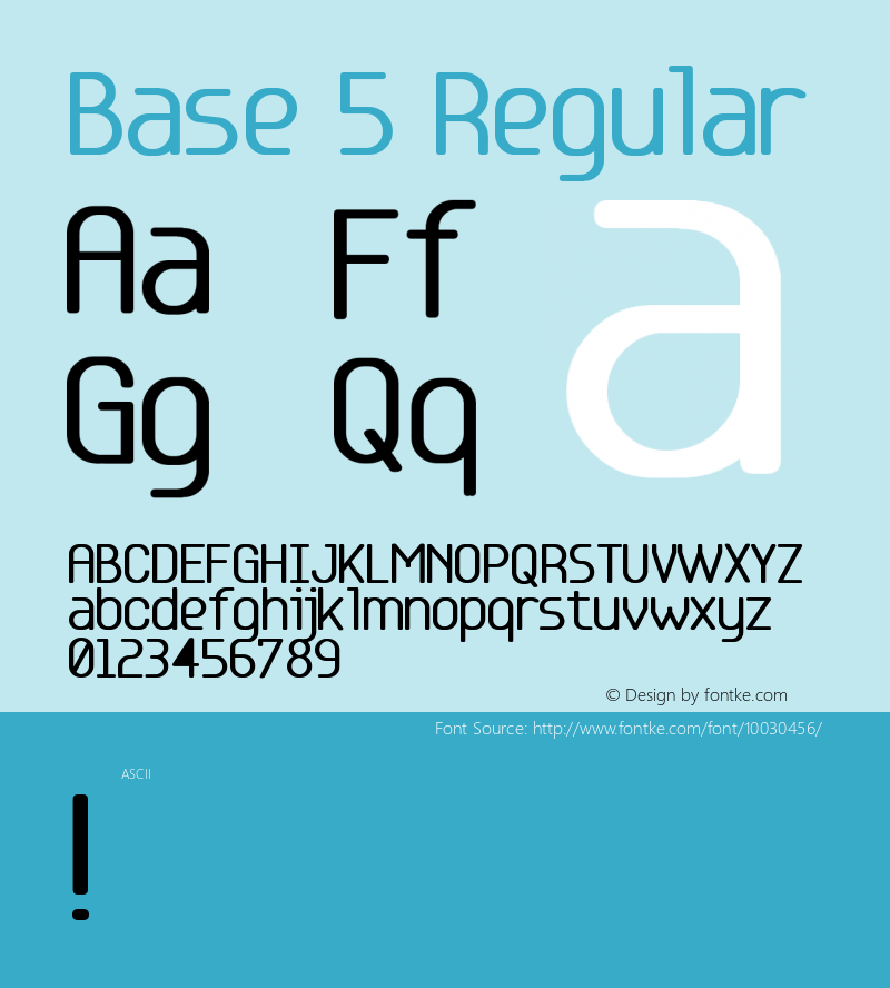 Base 5 Regular Unknown Font Sample