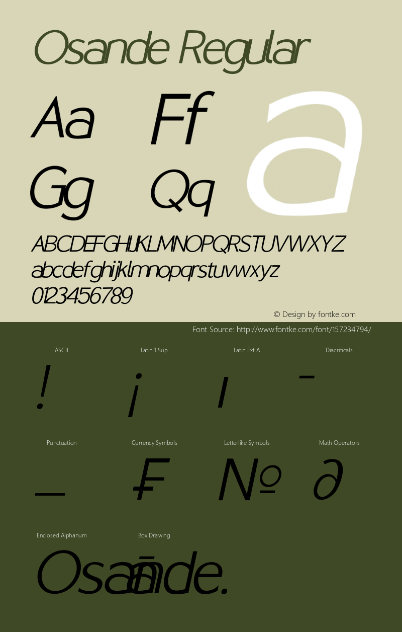 Osande W05 Light Italic Version 1.00 Font Sample