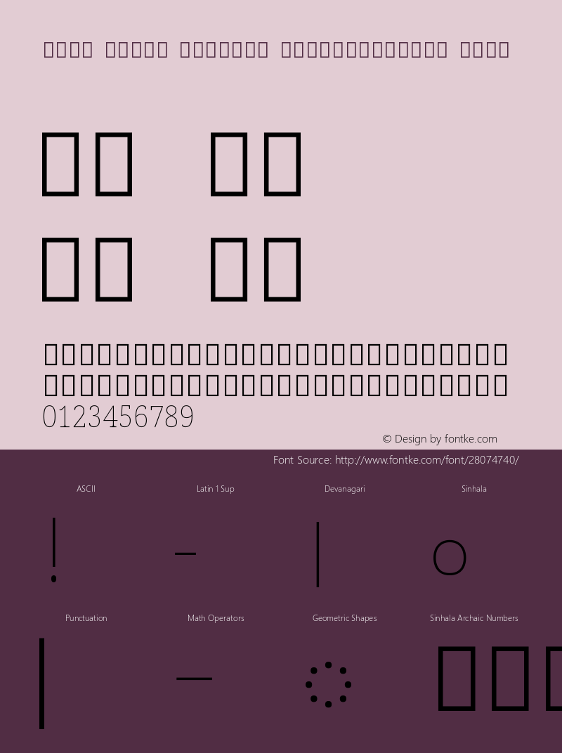 Noto Serif Sinhala SemiCondensed Thin Version 2.001 Font Sample
