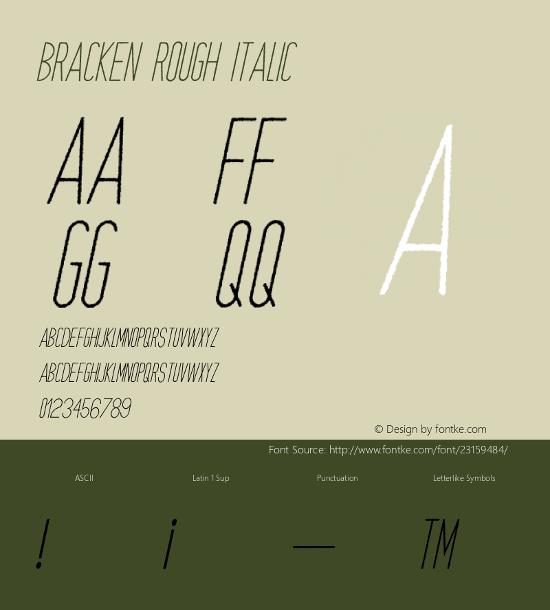 Bracken Rough Italic Version 1.000 Font Sample