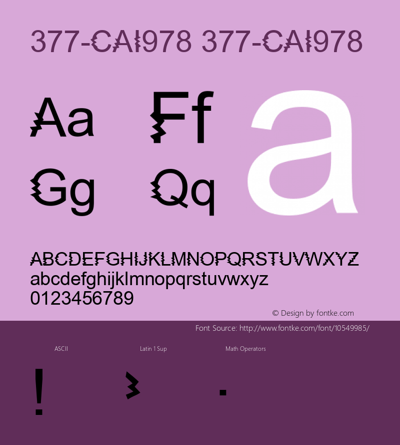 377-CAI978 377-CAI978 Version 3.0 Font Sample