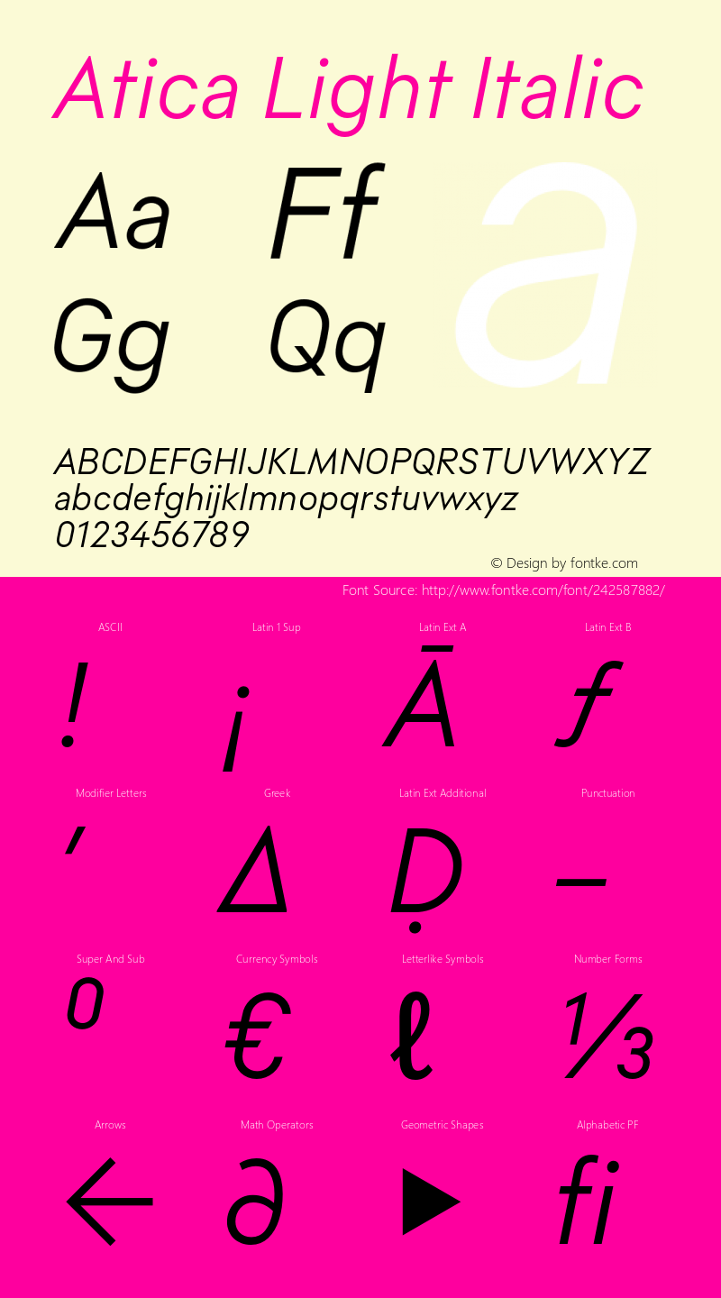 Atica Light Italic Version 1.002图片样张