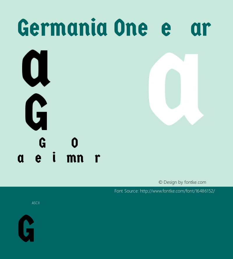 Germania One Regular Version 1.001 Font Sample