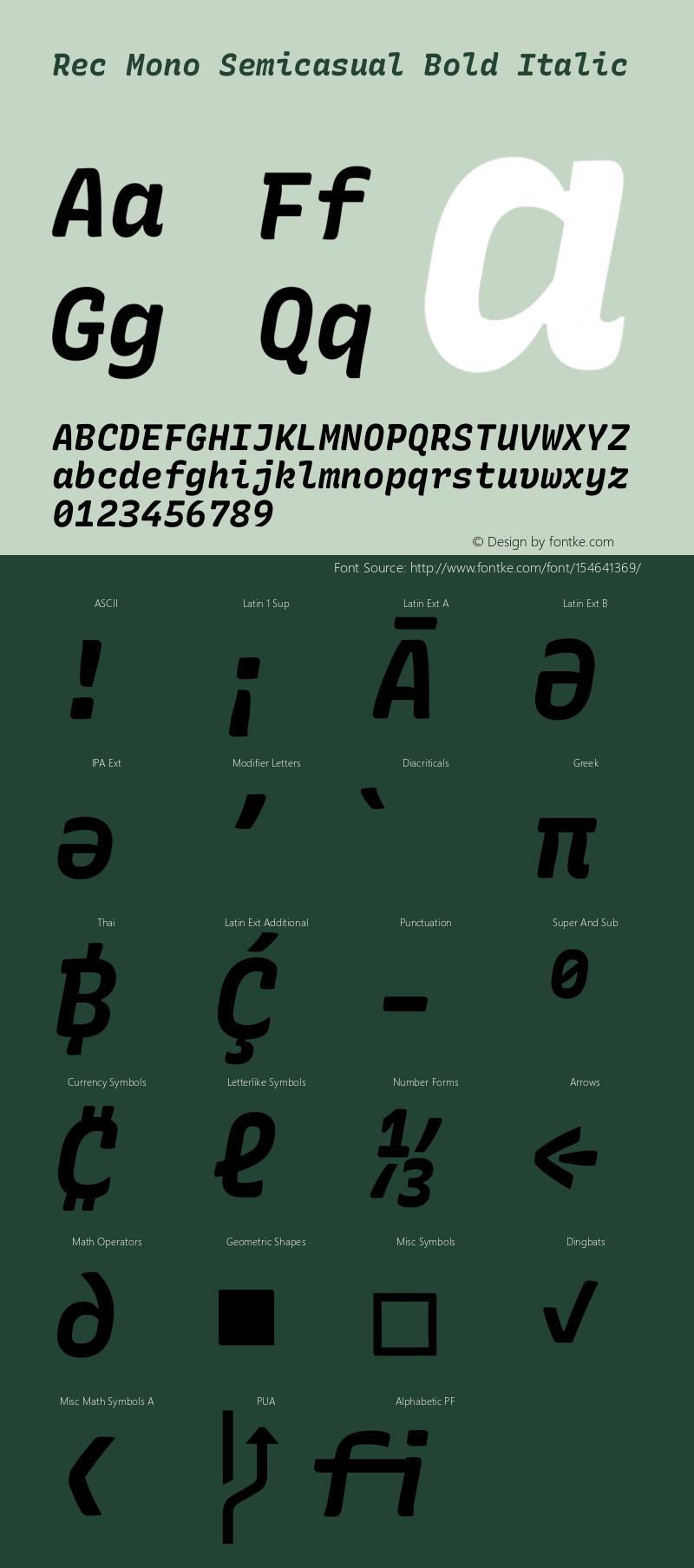 Rec Mono Semicasual Bold Italic Version 1.071 Font Sample